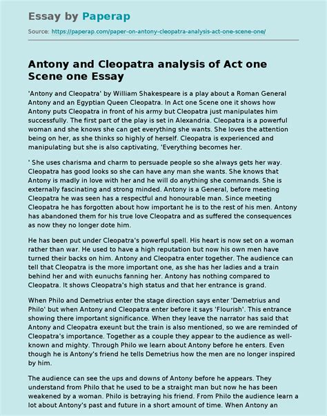 antony and cleopatra analysis